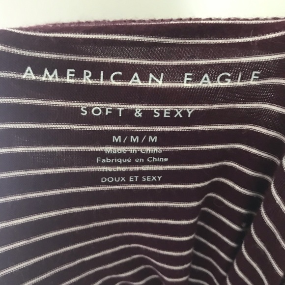 American Eagle / Maroon and White Striped Tee - Picture 4 of 5